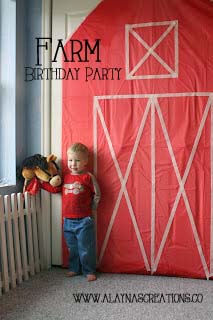 Farm Birthday Party Plastic Tablecloth Barn Backdrop easy and inexpensive