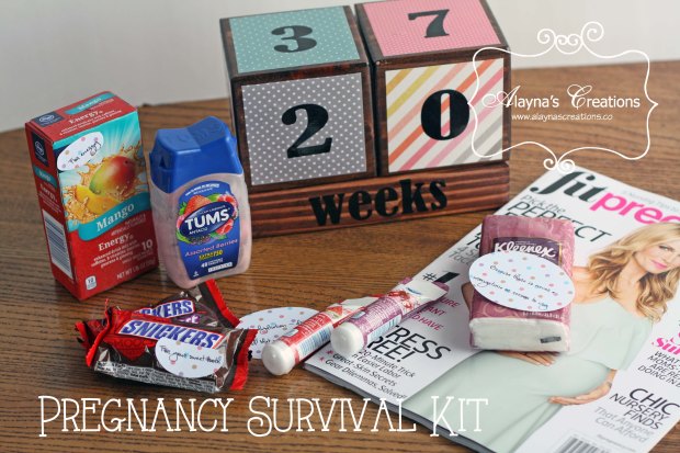 Pregnancy Survival Kit Gift Basket Idea a great way to show your excitement for a friend or family member